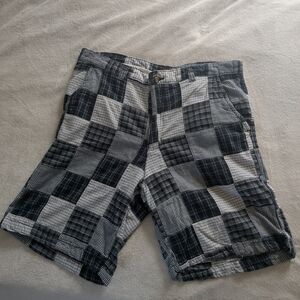 Club Room Black & Gray Patchwork Plaid Cargo Shorts